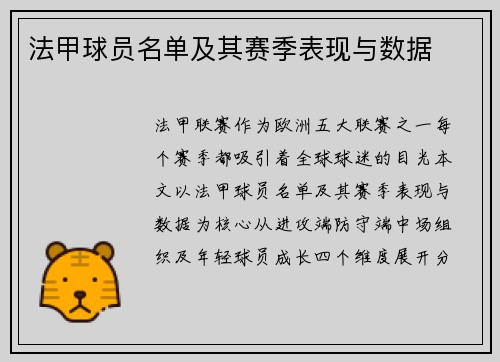 法甲球员名单及其赛季表现与数据